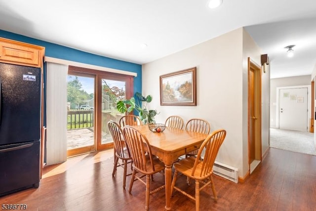25 Alabama Ave, Jefferson Twp, NJ 07849 - dining area featuring hardwood / wood-style floors, a baseboard radiator, and recessed lighting