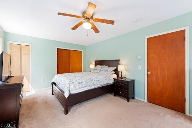 25 Alabama Ave, Jefferson Twp, NJ 07849 - bedroom featuring light colored carpet, ceiling fan, and two closets