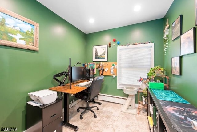 25 Alabama Ave, Jefferson Twp, NJ 07849 - carpeted office space with a baseboard heating unit and recessed lighting