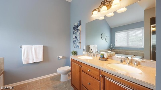 31 Burniston Ct, Hillsborough Twp, NJ 08844 - full bath featuring a bath, double vanity, and lofted ceiling