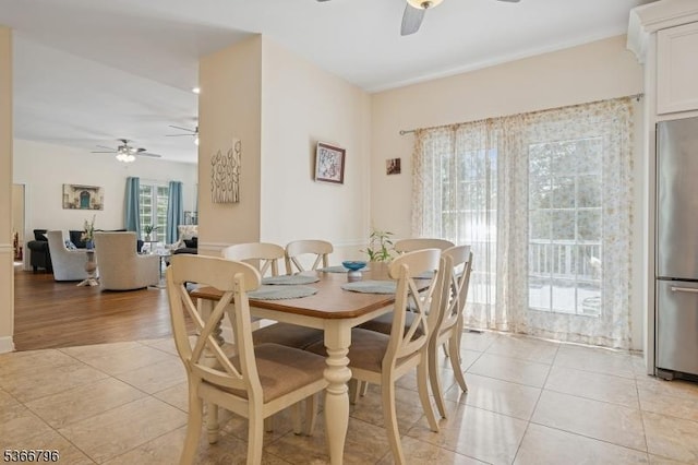 17 N Ridge Rd, Denville Twp, NJ 07834 - dining area with a ceiling fan and light tile patterned floors