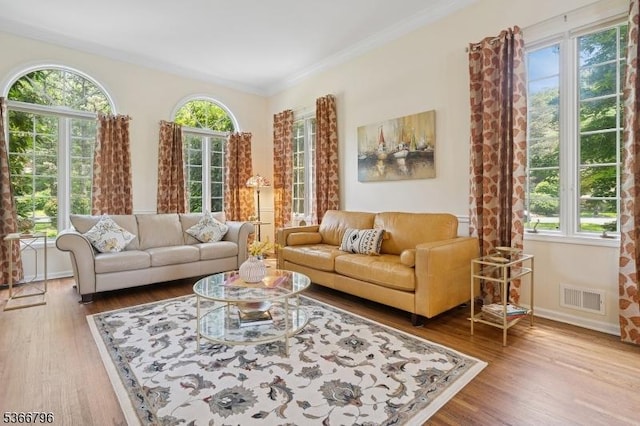 17 N Ridge Rd, Denville Twp, NJ 07834 - living room with wood finished floors and ornamental molding