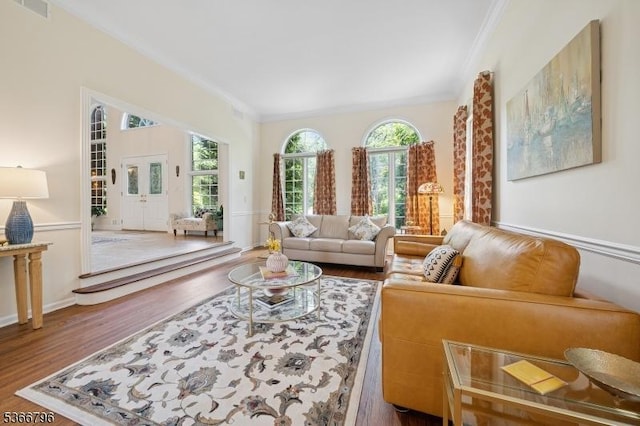 17 N Ridge Rd, Denville Twp, NJ 07834 - living room with wood finished floors and ornamental molding