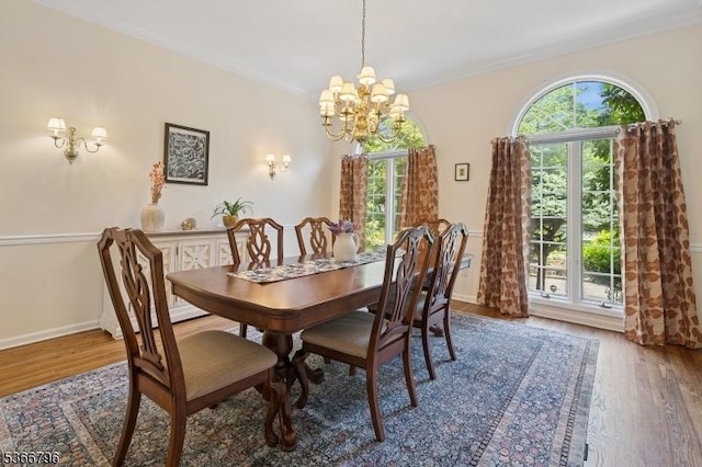 17 N Ridge Rd, Denville Twp, NJ 07834 - dining room with a chandelier, wood finished floors, and ornamental molding
