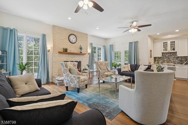 17 N Ridge Rd, Denville Twp, NJ 07834 - living area featuring ceiling fan, wood finished floors, and recessed lighting