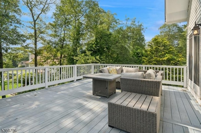 17 N Ridge Rd, Denville Twp, NJ 07834 - wooden deck featuring an outdoor living space and view of scattered trees