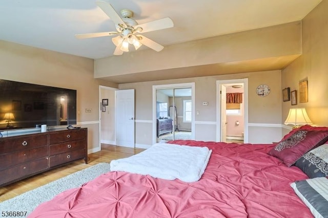 4 Panorama Dr, Vernon Twp, NJ 07461 - bedroom with light wood finished floors, ensuite bathroom, and a ceiling fan