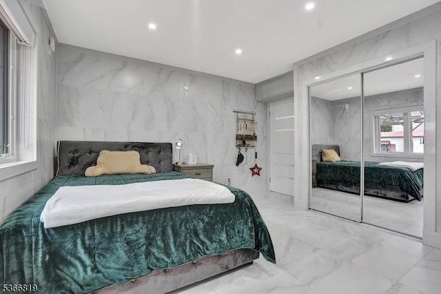 85 Francisco Ave, Little Falls Twp, NJ 07424 - bedroom with marble finish floors, recessed lighting, and a closet