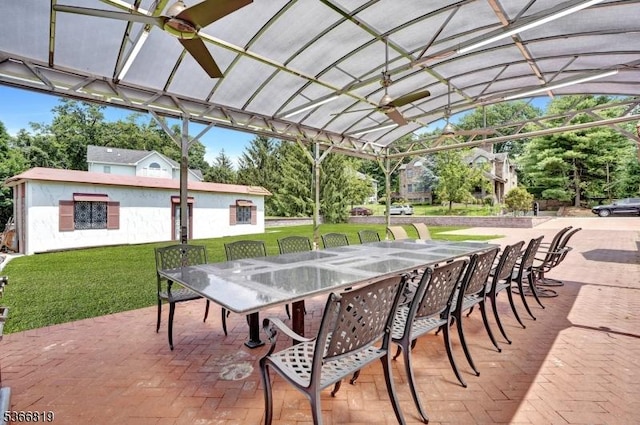85 Francisco Ave, Little Falls Twp, NJ 07424 - view of patio with ceiling fan and outdoor dining space