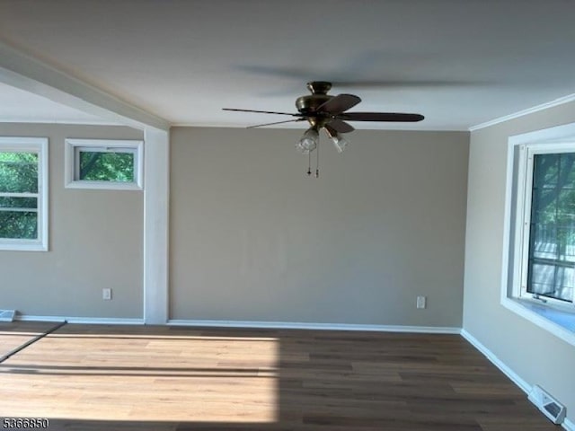 39 Stehr St, Frankford Twp, NJ 07826 - spare room with wood finished floors, a ceiling fan, and ornamental molding
