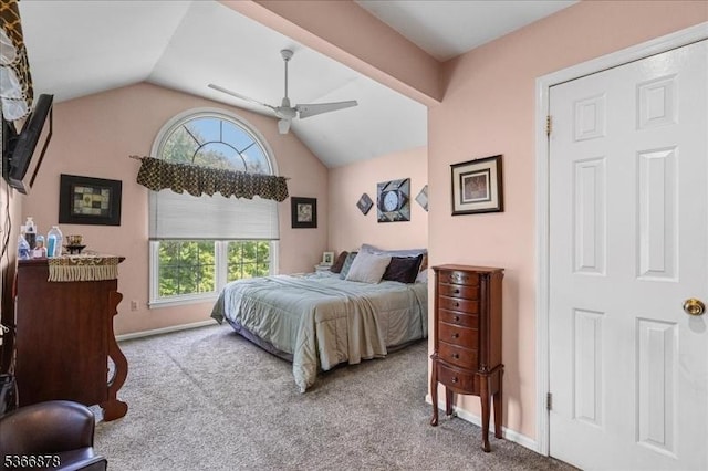 40 Lancelot Dr, Berkeley Heights Twp, NJ 07922 - carpeted bedroom with vaulted ceiling and ceiling fan