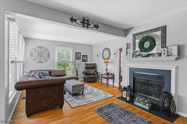 40 Lancelot Dr, Berkeley Heights Twp, NJ 07922 - living area featuring wood finished floors and a fireplace with flush hearth