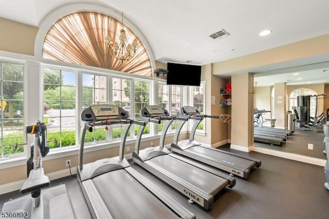 7303 Ravenscroft Rd Unit 7303, Clifton City, NJ 07013 - exercise room with baseboards and recessed lighting