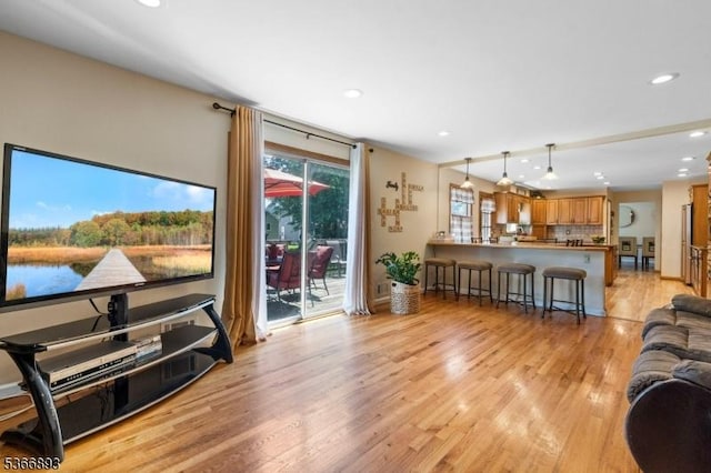 357 Minute Arms Rd, Union Twp, NJ 07083 - living area with light wood-type flooring and recessed lighting