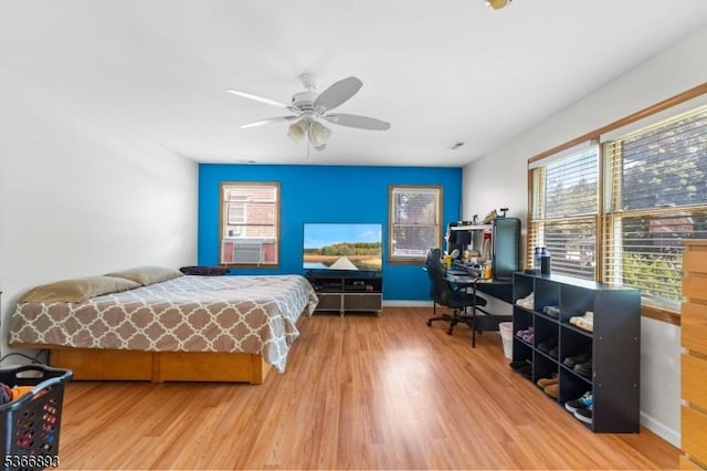 357 Minute Arms Rd, Union Twp, NJ 07083 - bedroom with wood finished floors, a ceiling fan, and cooling unit