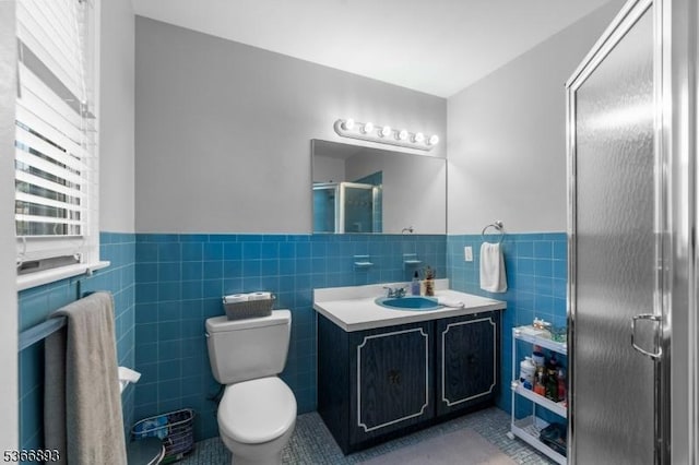 357 Minute Arms Rd, Union Twp, NJ 07083 - full bath featuring tile walls, vanity, a shower stall, a wainscoted wall, and tile patterned flooring
