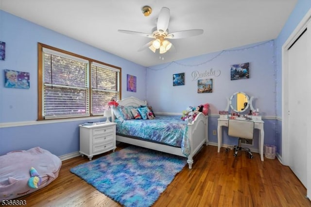 357 Minute Arms Rd, Union Twp, NJ 07083 - bedroom with wood finished floors, a closet, a ceiling fan, and an office area