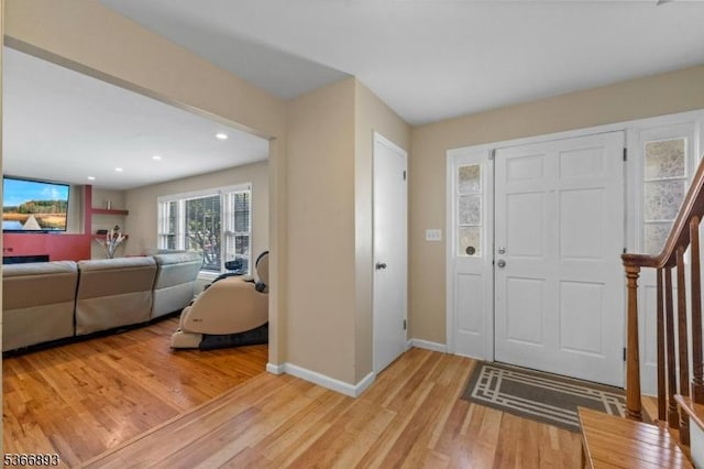 357 Minute Arms Rd, Union Twp, NJ 07083 - foyer featuring light wood-style flooring, recessed lighting, and stairs
