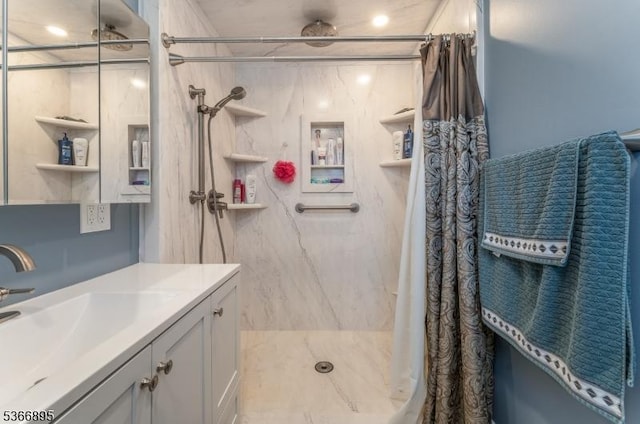 417 Mountain Rd, Readington Twp, NJ 08833 - full bath featuring a marble finish shower and vanity