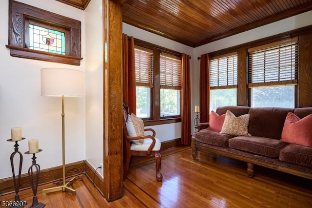 227 Parker Ave, Maplewood Twp, NJ 07040 - living area with wood finished floors, crown molding, and wood ceiling