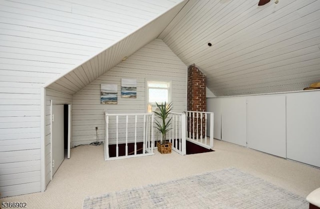 227 Parker Ave, Maplewood Twp, NJ 07040 - bonus room with carpet flooring, lofted ceiling, and wooden walls