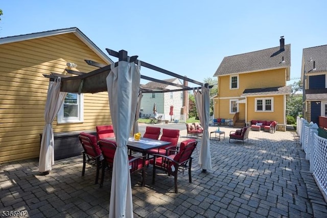 227 Parker Ave, Maplewood Twp, NJ 07040 - view of patio featuring an outdoor living space, a pergola, and outdoor dining space
