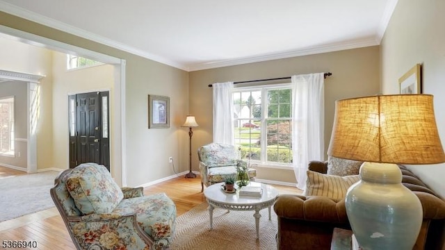 24 Montfort Dr, Montgomery Twp, NJ 08502 - living area featuring wood finished floors and crown molding