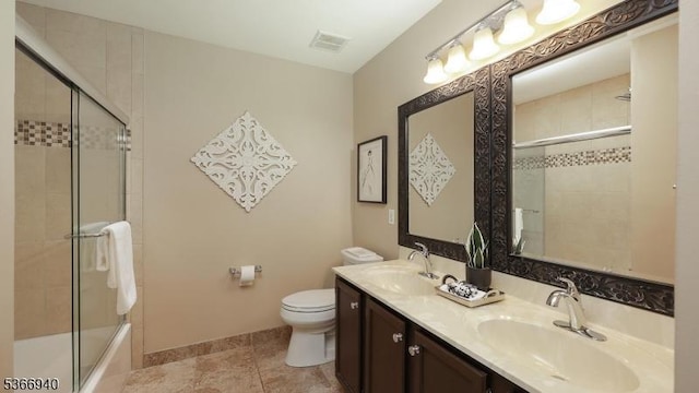 24 Montfort Dr, Montgomery Twp, NJ 08502 - full bath featuring double vanity, enclosed tub / shower combo, and tile patterned flooring