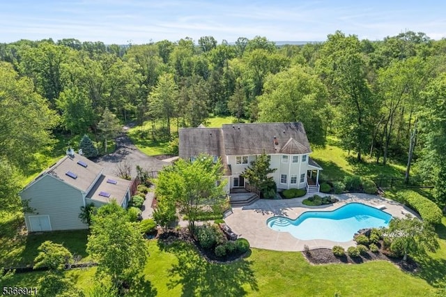 21 Partridge Rd, Readington Twp, NJ 08822 - view from above of property featuring a pool and a heavily wooded area