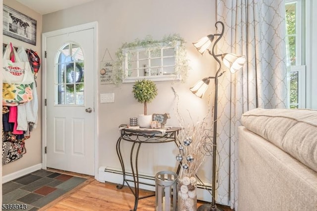 28 Old Beaver Run Rd, Lafayette Twp, NJ 07848 - entryway with a baseboard heating unit and wood finished floors