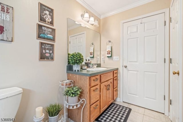 28 Old Beaver Run Rd, Lafayette Twp, NJ 07848 - bathroom featuring vanity, ornamental molding, and tile patterned flooring