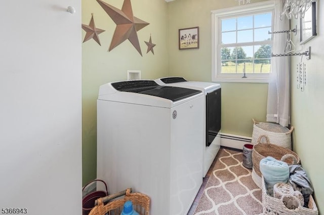 28 Old Beaver Run Rd, Lafayette Twp, NJ 07848 - laundry area with washer and clothes dryer and a baseboard radiator
