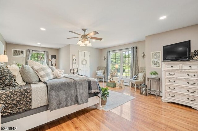 28 Old Beaver Run Rd, Lafayette Twp, NJ 07848 - bedroom with light wood-type flooring, ceiling fan, and recessed lighting