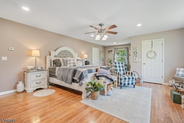 28 Old Beaver Run Rd, Lafayette Twp, NJ 07848 - bedroom with access to outside, light wood-type flooring, recessed lighting, and ceiling fan