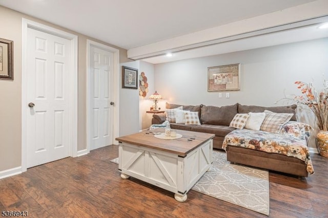 28 Old Beaver Run Rd, Lafayette Twp, NJ 07848 - living area featuring dark wood-style floors and baseboards