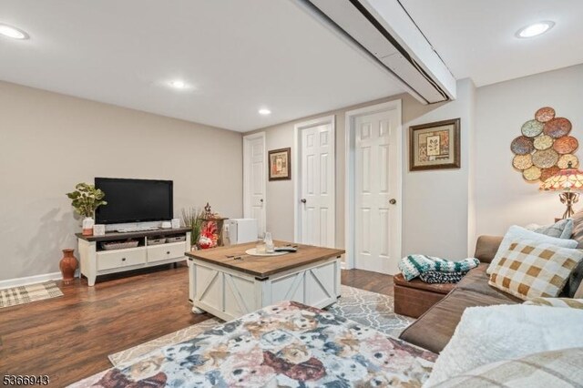 28 Old Beaver Run Rd, Lafayette Twp, NJ 07848 - living area with dark wood-style floors and recessed lighting