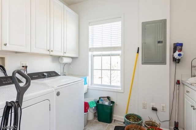 8202 Westover Way Unit 8202, Franklin Twp, NJ 08873 - washroom featuring electric panel, washer and clothes dryer, cabinet space, and light tile patterned flooring