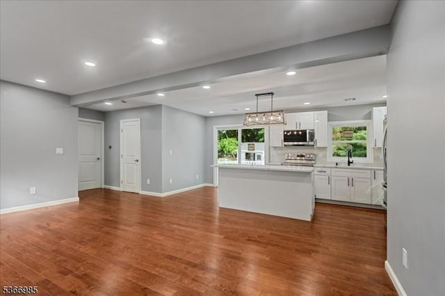 204 Christopher St, Hackettstown Town, NJ 07840 - unfurnished living room with dark wood-style floors and recessed lighting