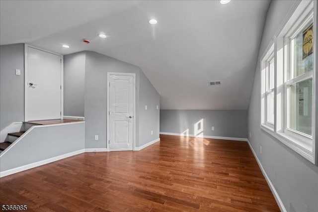204 Christopher St, Hackettstown Town, NJ 07840 - additional living space featuring vaulted ceiling, wood finished floors, and recessed lighting