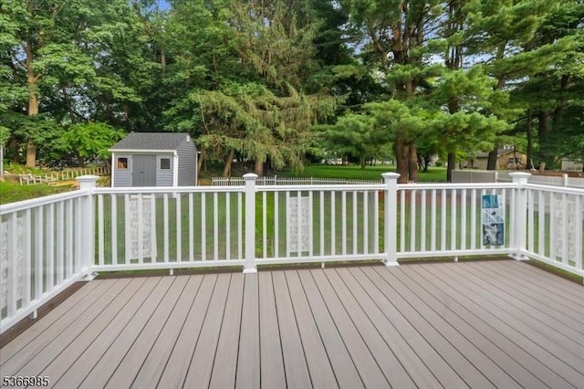 204 Christopher St, Hackettstown Town, NJ 07840 - wooden terrace with a storage shed and view of scattered trees