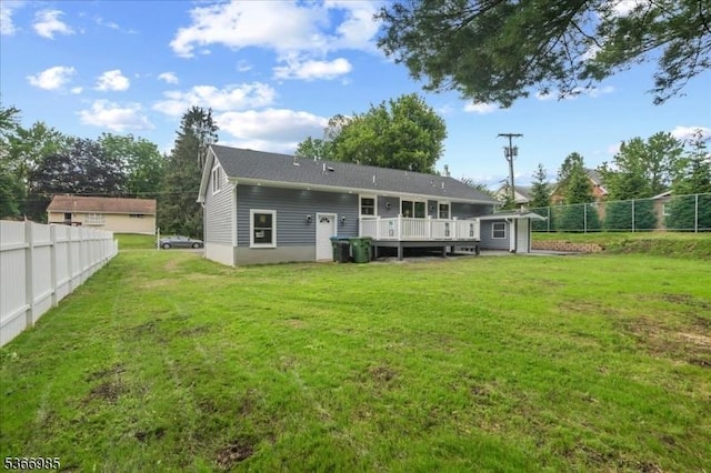204 Christopher St, Hackettstown Town, NJ 07840 - rear view of property with a fenced backyard and a wooden deck