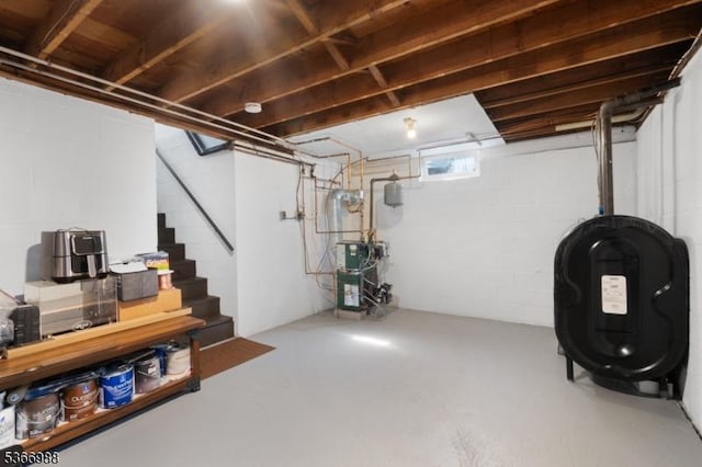 11 Washington St, Mount Olive Twp, NJ 07828 - basement with heating fuel, a heating unit, and stairs