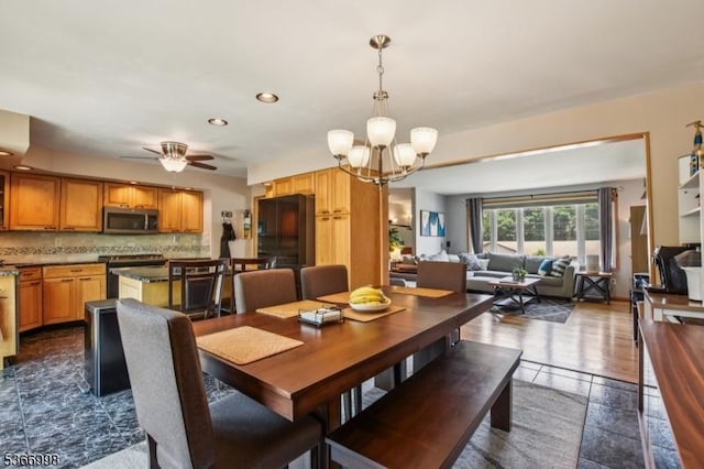 23 Midway Ct, Rockaway Twp, NJ 07866 - dining space featuring a chandelier, recessed lighting, and ceiling fan