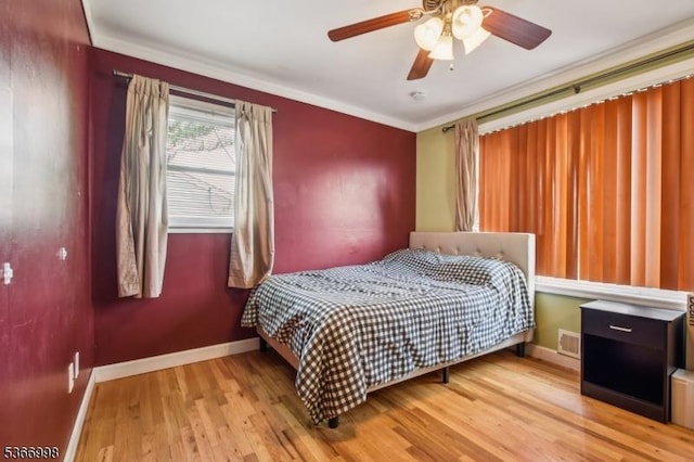 23 Midway Ct, Rockaway Twp, NJ 07866 - bedroom featuring wood finished floors, ornamental molding, and a ceiling fan