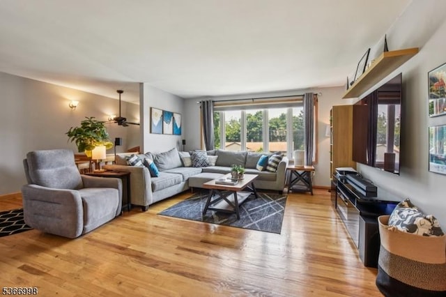 23 Midway Ct, Rockaway Twp, NJ 07866 - living room featuring wood finished floors and a ceiling fan