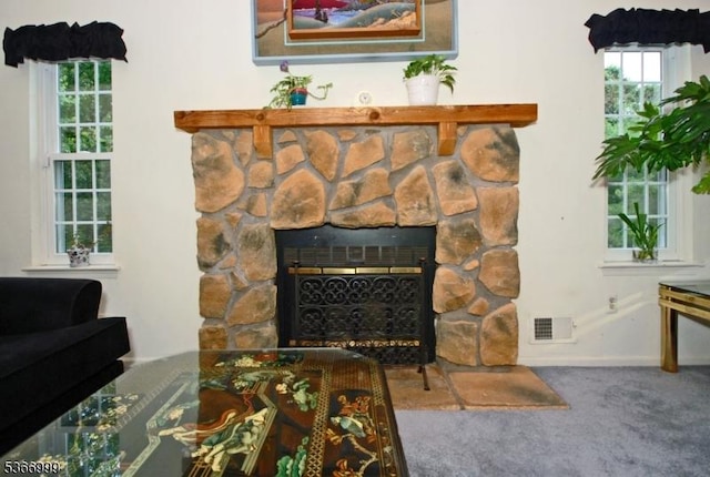 25 Watchung Trl, Branchburg Twp, NJ 08876 - detailed view of carpet and a stone fireplace