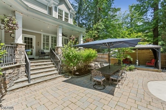 1 Bates Way, Westfield Town, NJ 07090 - view of patio featuring ceiling fan and outdoor dining space