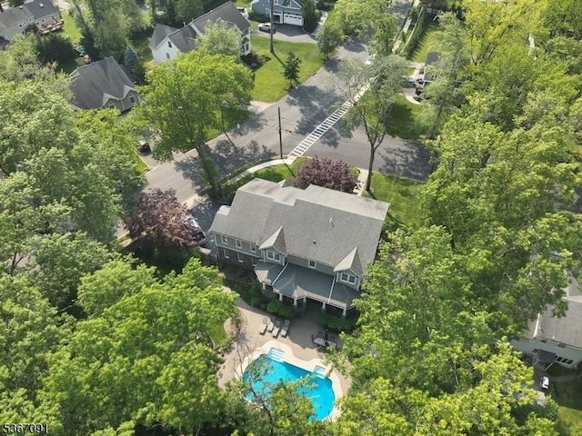 1 Bates Way, Westfield Town, NJ 07090 - aerial perspective of suburban area featuring a pool