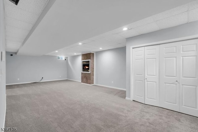 3 Whisper Way, Barnegat Twp, NJ 08005 - finished below grade area featuring carpet floors, recessed lighting, and a fireplace