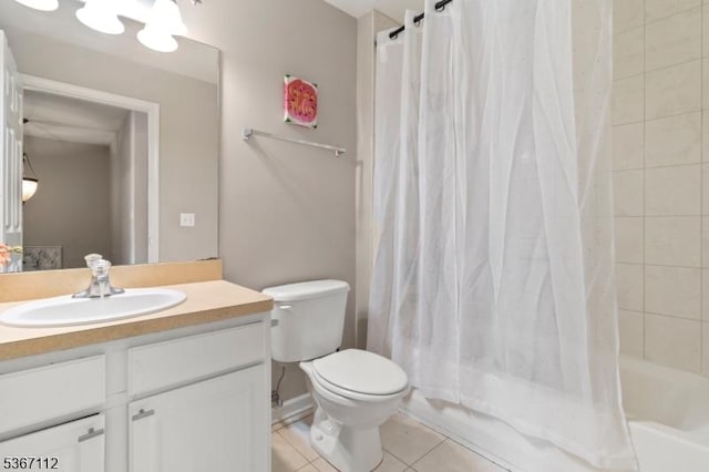 73 Pinehurst Dr, Washington Twp, NJ 07882 - full bath featuring vanity, tile patterned floors, and shower / bath combo with shower curtain